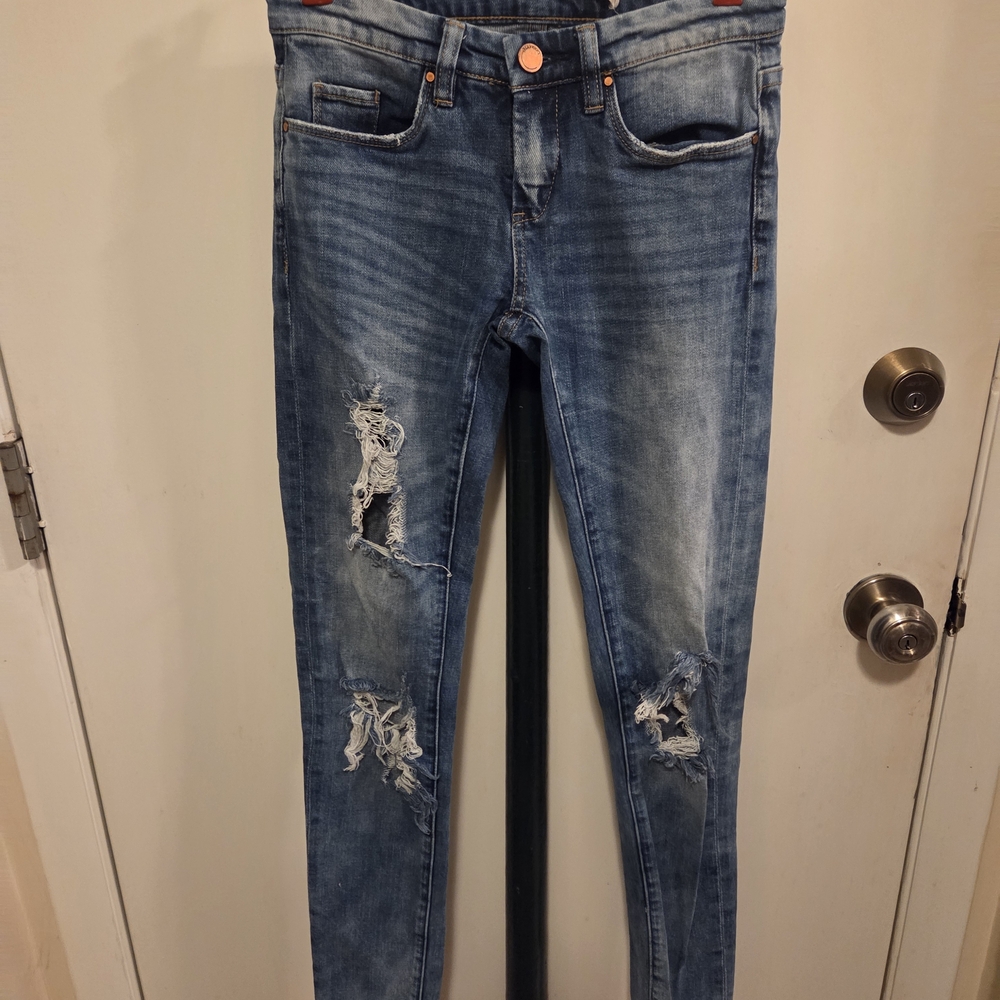 Blank NYC Distressed Blue Skinny Jeans